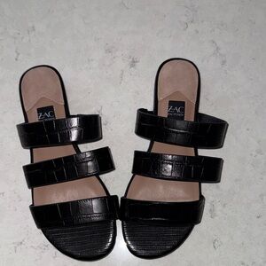 Zac Posen Black Croc-Embossed Sandals NWOB size 7